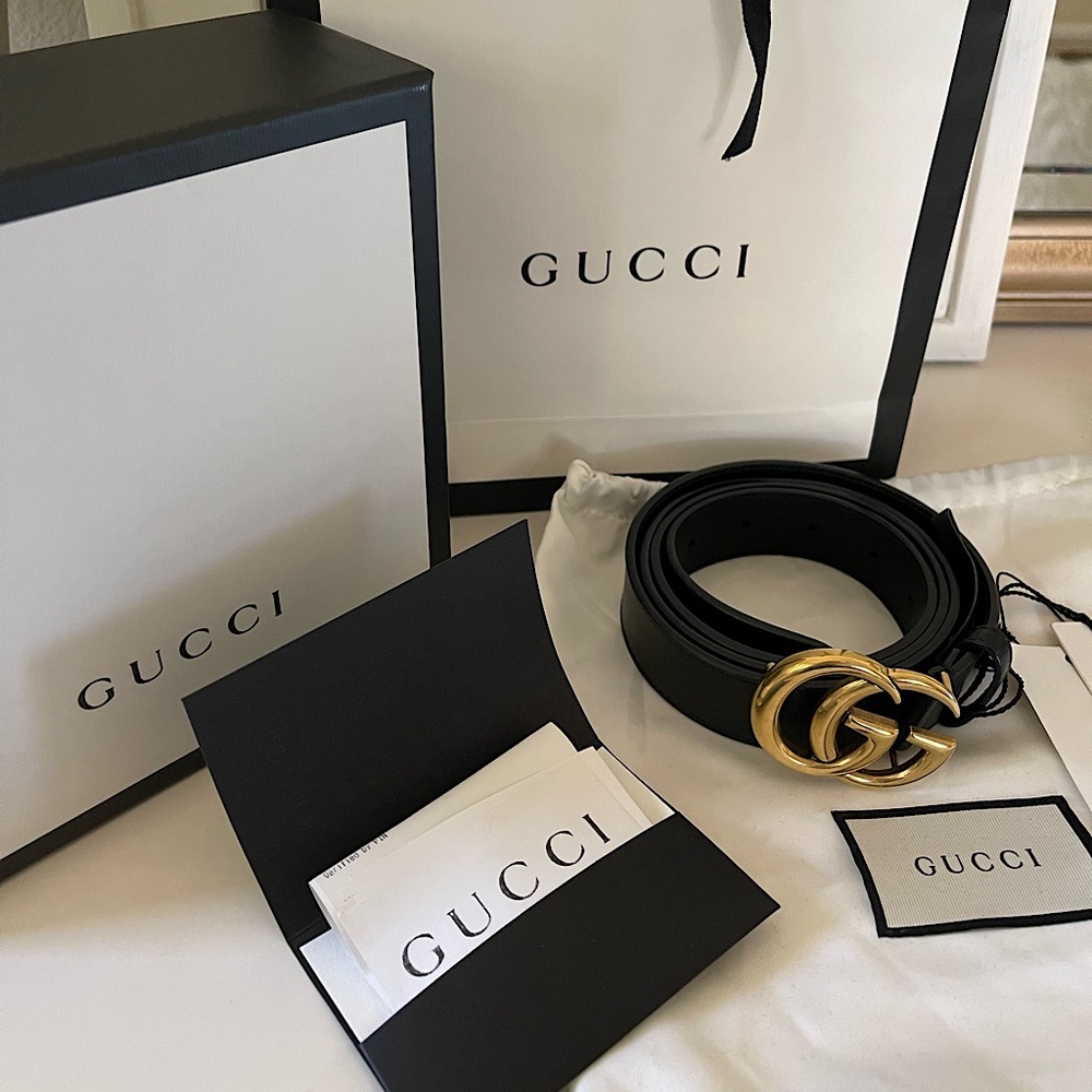 NWT GUCCI Marmont Belt - Black Leather - 110